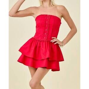 NEW DAY + MOON sweet escape strapless mini dress in red